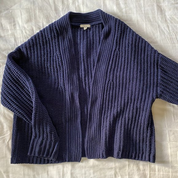 LAST DAY!  LILY LOVES Size medium (fits 8-12) Navy Blue Heavy ribbed Cardigan - Picture 4 of 9